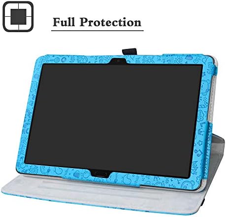MediaPad M5 Lite Case de rotação, Liushan 360 graus Stand PU Couather com tampa de padrão fofa para 10,0 Huawei Mediapad M5 Lite Tablet Android de 10 polegadas, azul