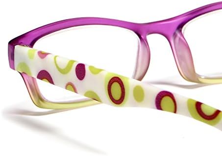 Calabria Hannah Designer Reading Glasses for Women | Leitores femininos | Retro Polka Dot 2 Twits Frame | Caixa suave incluída