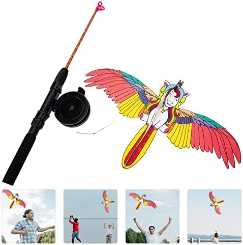 Lioobo 1 Conjunto de desenhos animados ao ar livre Kite Children Garden Kite Toy Fishing Rod Dinâmico Kite