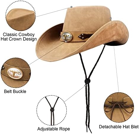 MUMUWU MENINAS MENINOS CAPA DE COWBOY WESTERNO Moda de couro cavalheiro Cowgirl Hat Wide Brim Hat com fivela de cinto