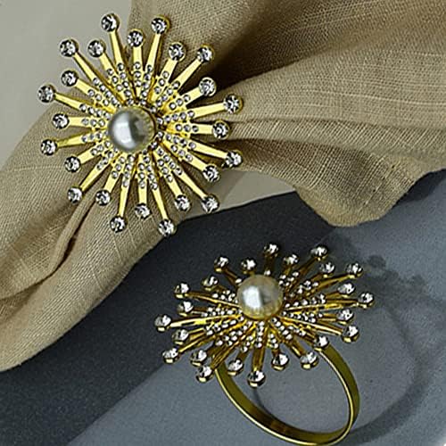 Anel de guardanapo de guardanapo strass cristal floral buckle buckle holder pérola anel de guardana