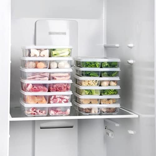 Recipientes de alimentos para geladeira Doitool 3pcs Recipientes de armazenamento de alimentos Bin 4 grades Caixa de organizador de geladeira empilhável para manter frutas vegeta