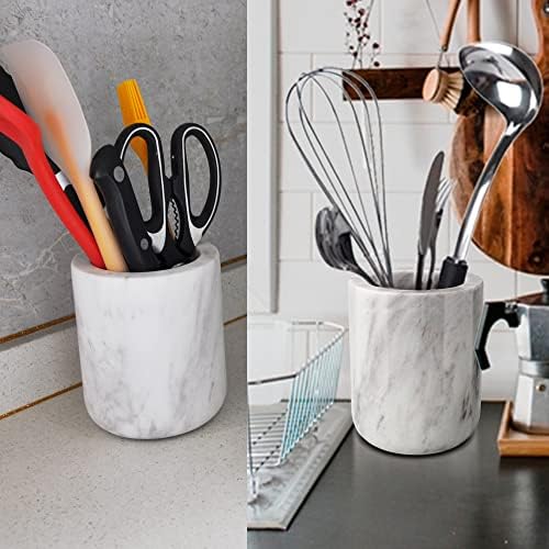 Suporte de utensílio de cozinha de Worhe para bancada Curva de utensílios de pedra de mármore pesada para