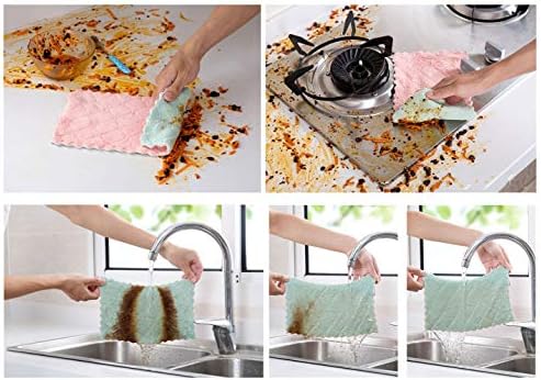 Xichen 20 peças/4 cores Cleaning Cleaning Panos de cozinha panos de cozinha, calços de veludo de coral super absorventes, secagem rápida lavável com óleo antiaderente