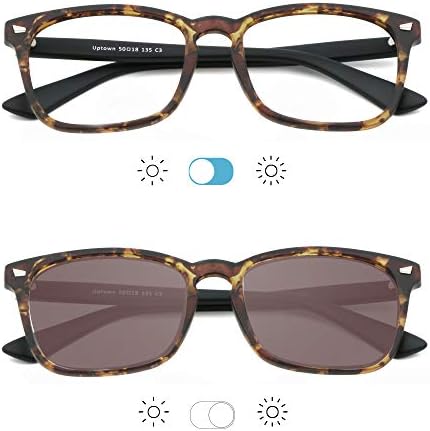 Óculos de leitura bifocal, óculos de sol fotochrômicos cinzentos, ampliação de 0,00/+1,00 para homens/mulheres