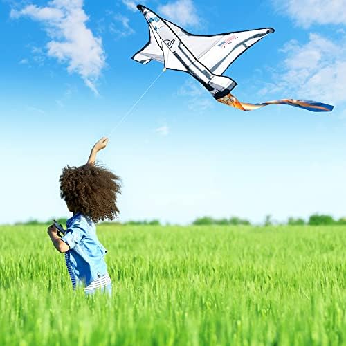 Joyin Airplane/Spaceship Kite Fácil de voar enormes pipas para crianças e adultos com corda de pipa de 262,5 pés, pipa de praia grande para jogos e atividades ao ar livre