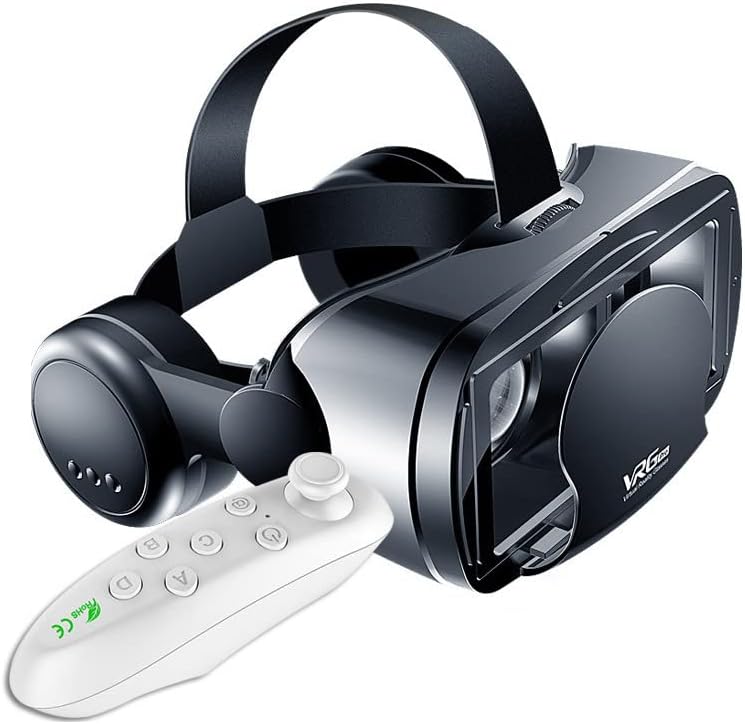 ECENS VIRTUAL REALIDADE VR VR HOENS DE MOBIL, LIGADA VERSIONS DE CARGONO, óculos 3D VR para TV, filmes e videogames compatíveis com iOS, Android & Support 4,7-7 polegadas, com controle remoto