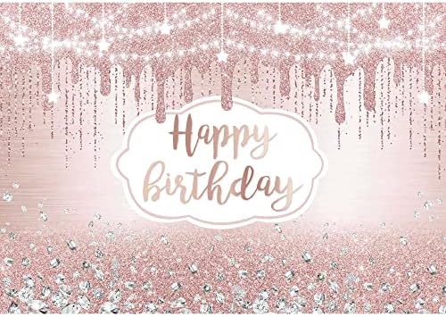 Livucee 7x5ft polyster preto Feliz aniversário Glitter Sparkle Sweet Photography Backdrop Sweet 16th Birthday Party Supplies Banner Photo Booth
