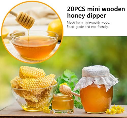 20pcs Mel Dipper Sticks - Dipper de madeira de madeira, Mini Mini Honeycomb palco, Mel Spirrer Stick