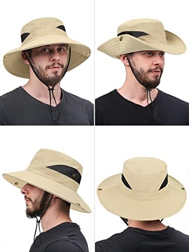 Century Star Mens Sun Hat Women Wide Brim Hat de Pesca Safari UPF 50+ Chapéu de balde embalável Proteção solar