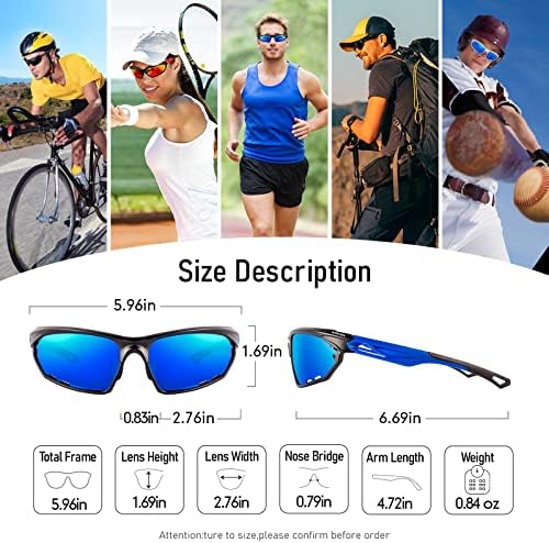 Óculos de sol esportivos polarizados para homens - Mulheres Proteção UV Tons para Motocicleta Golfe Baseball