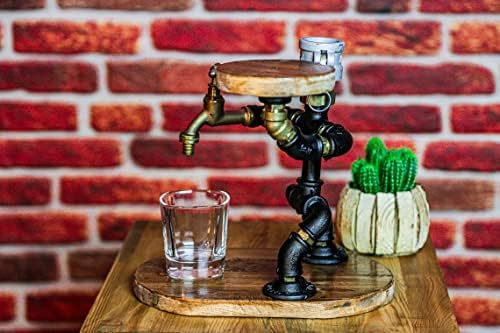 Dispensador de design de garçom, decantador de álcool como presente para ele, presente de uísque, decantador de uísque steampunk, bebida de bebida em casa Art 29x30x20cm