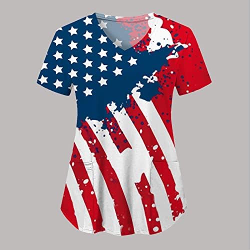 4 de julho Camisas para Women USA FLAND SMUMENT SMANGE CHUME CHUME DE PESCO