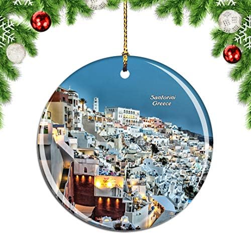 Weekino Grécia Fira Santorini Christmas Tree Ornament Decoração pendurada Decoração Pingente City Viagem Coleção