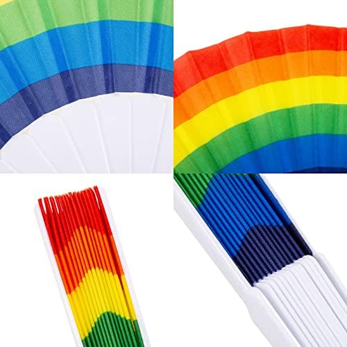 12 PCs Fãs do arco -íris fãs Pride Fãs do Mês do Pride Lgbt Fãs de Rainbow Hand Fãs Rainbow Dobring Fãs