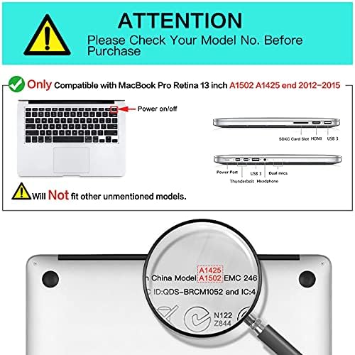 Caso de Mosis apenas compatível com MacBook Pro retina 13 polegadas, capa de casca dura de peônia plástica e capa do teclado e protetor de tela, preto