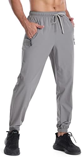 Pontas de corredor leves masculinas para homens com calças de exercícios para homens com bolsos com zíper