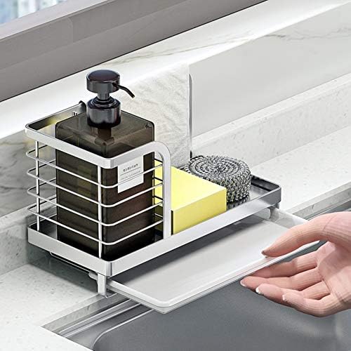 Sabão de bancada de bancada de cozinha e suporte de escova de lavagem de louça, SUS 304 Organizador de esponja