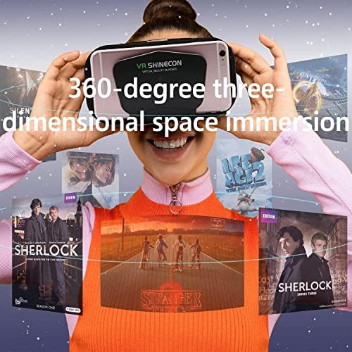 Fones de ouvido Uyghhk VR, óculos de filme de realidade virtual para iPhone & Android System 4,7-7,2 polegadas Smartphone ajustável em óculos 3D VR com controlador