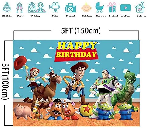 Cartoon Toy Story Birthday Party Theme Photography Castas Blue Sky Sky Clouds Banner Kids Birthday