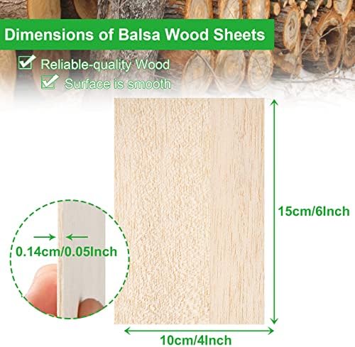 40 PCAK 1/16 Balsa folhas de madeira 6x4 lençóis de balsau para artesanato Basswood fino de madeira de madeira