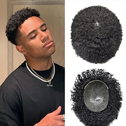 Toupe cacheado afro para homens negros unidades de cabelo brasileiras sistemas de substituição de cabelo humano