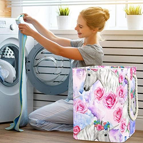Padrão Indomer com rosas rosa 300d Oxford PVC Roupas à prova d'água cesto de roupa grande para cobertores Brinquedos de roupas no quarto