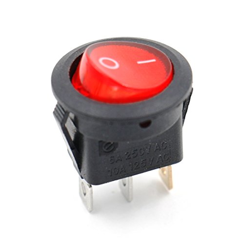 Interruptor de balancim redondo baomain 6a/250v 10a/125V CA RED LIGHT ON-OFF SPST 5 pacote