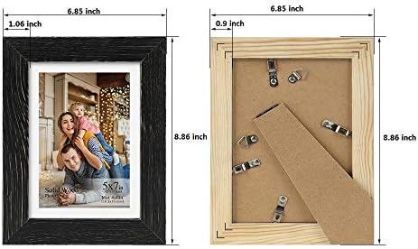 5x7 Conjunto de molduras de imagens de 2 - feito de madeira maciça e vidro real de alta definição, molduras