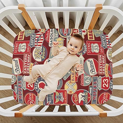 Baby Badge Pattern Style American Crib Sheet para meninos meninas, lençóis de colchão de criança, folha de colchão de berço 20203966