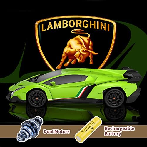 Oficialmente licenciado Lamborghini Remote Control Car, 1:24 Escala Lambo Veneno Defrinho de alta velocidade Carros RC com LED, Lamborghini Toy Car Carre