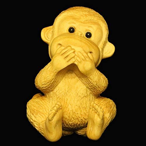 Zamtac 4pcs Zodiac Macaco de madeira esculpida estátua de madeira de madeira de madeira chineselucky