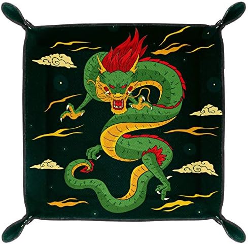 Lyetny Green Chinese Dragão Organizador de Bandejas Caixa de Armazenamento Caddy Bandeja de Desktop Alterar