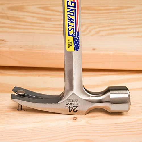 Hammer de enquadramento Estwing - 24 oz de comprimento Rip Straight Rip com face moedada e grãos de redução de choque - E3-24SM