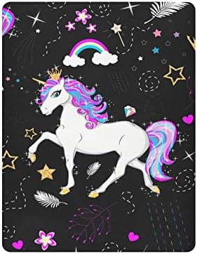 Alaza Rainbow Unicorn Moon estrelas de desenho animado lençóis de berço de desenho animado lençol de berço para