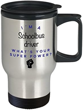 Caneca de viagens de viagens de escolar, eu sou um motorista de escolaridade, o que é super poder? Canecas de café engraçadas, ideia para homens para homens colegas de trabalho