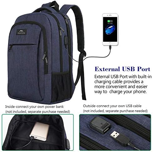 Mochila grande da faculdade, mochila durável de computador com porta de carregamento USB Caderno