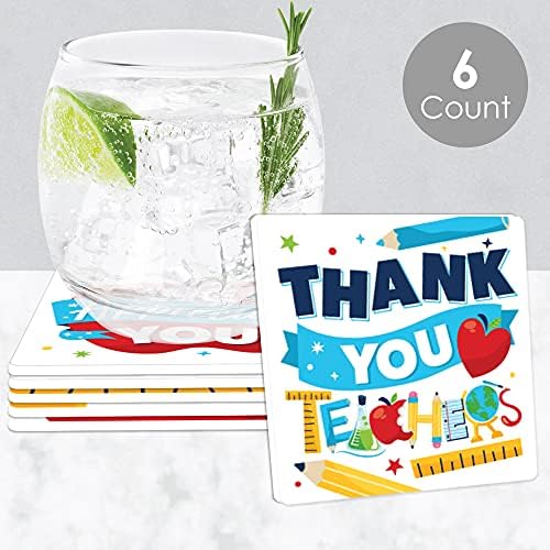 Big Dot of Happiness Thank You Professores - Decorações de Apreciação de Professores - Drink Coasters