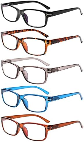 Kerecsen 5 óculos de leitura de embalagem para homens homens azuis bloqueando leitores de computador Spring Hinge Fashion óculos