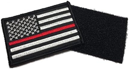 Linha vermelha fina de magro dos Estados Unidos sinaliza o bombeiro tático paramédicos paramédicos/loop patch marca