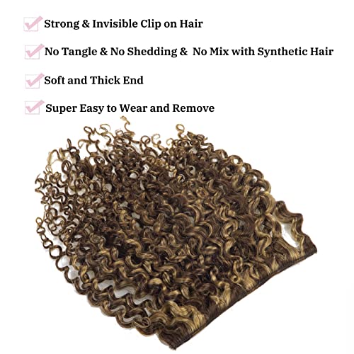 Clipe loxxy em extensões de cabelo humano para moda Black Women P4/27 14 polegadas Jerry Curly Real Remy