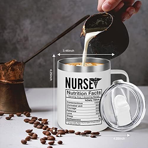 Enfermeira Presentes para Mulheres - Enfermeira Fatos nutricionais Coffee Caneca Caneca de Caneca Única Graduação de Graduação de Graduação de Graduação para Enfermeiras Mulheres, Presentes de aniversário engraçados para enfermagem, 12 onças