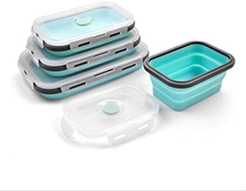 Recipientes de cereais armazenamento com tampa, 4pcs Definir uma lancheira dobrável de silicone para armazenamento de alimentos para piquenique portátil portátil Campe