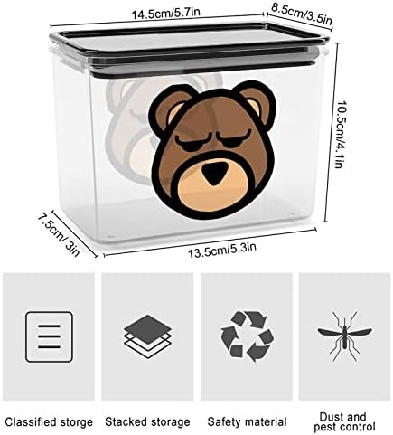 Recipientes de armazenamento da cabeça do urso Caixa plástica transparente com tampas de lixeiras