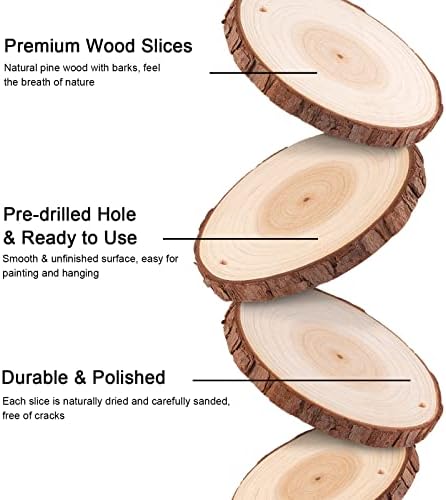 Fatias de madeira natural chfine, 20pcs de 3,5 a 4 polegadas de madeira inacabada Discos redondos