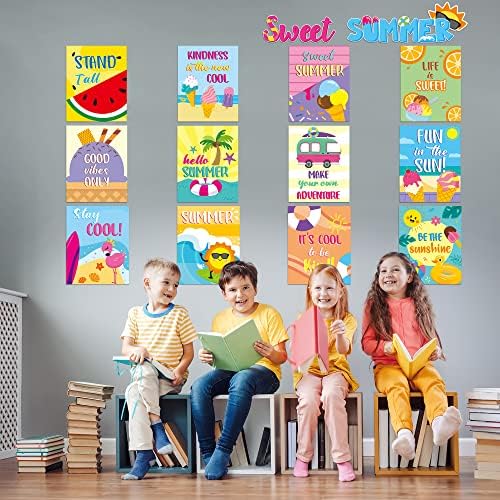 Cy2side 14pcs Sweet Summer Growth Mindset Posters para Decorações de Boletim da sala de aula Decorações de fruta
