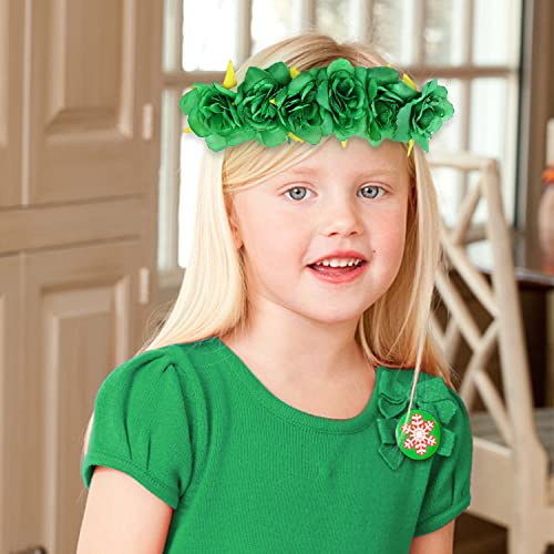 Bandas de cabeça para mulheres do dia de St Patricks - Bandas de cabeça florais elásticas verdes para mulheres meninas, desgaste da coroa da coroa de flores boêmia