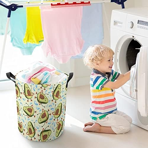 Cesta engraçada de lavanderia de abacate com lavanderia de tração de lavanderia suavizador sacos de armazenamento para viagens em casa