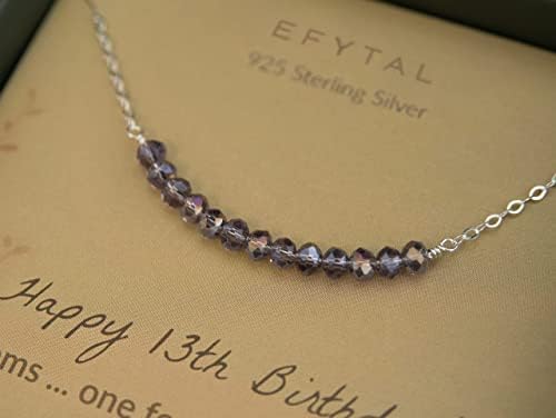 Efytal 13th Birthday Gifts for Girls, Sterling Silver 13 Greads de colar de contas para menina de 13 anos,