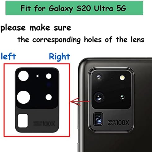 2PCS Galaxy S20 Ultra traseira da câmera traseira Substituição de vidro, vidro da lente traseira para Samsung Galaxy S20 Ultra 6,9 polegadas Todas